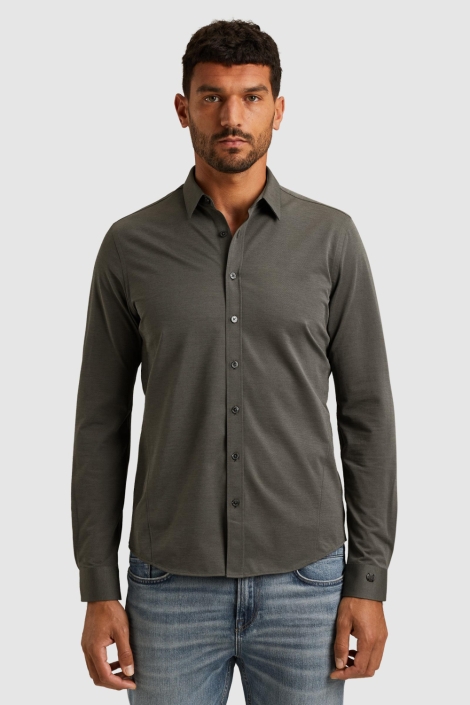 Cast Iron grijze heren overhemd | Model vooraanzicht