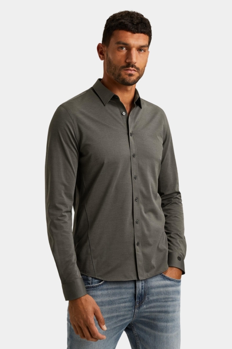 Cast Iron grijze heren overhemd | Model zijaanzicht