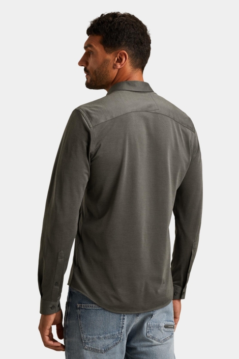 Cast Iron grijze heren overhemd | Model achteraanzicht