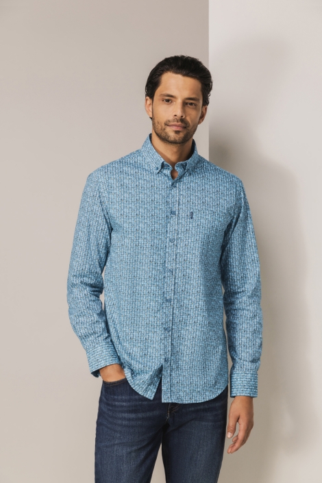 State of Art blauwe heren overhemd | Model vooraanzicht