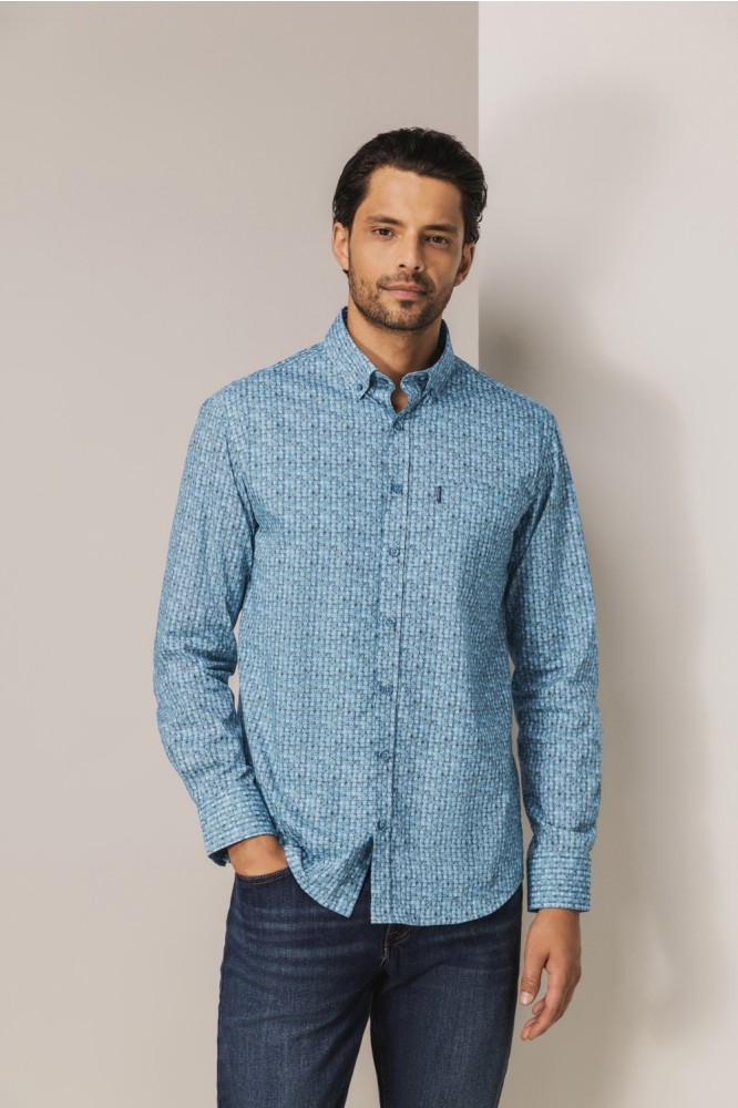 State of Art blauwe heren overhemd | Model vooraanzicht
