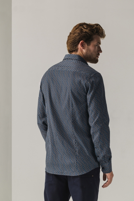 State of Art blauwe heren overhemd | Model achteraanzicht