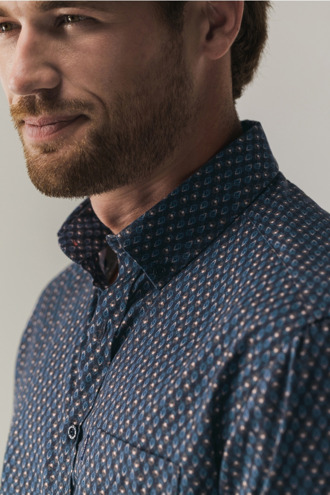 State of Art blauwe heren overhemd | Close up