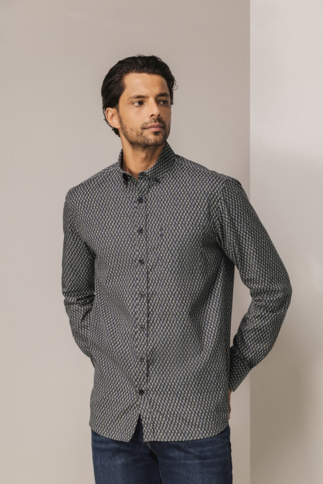 State of Art groene heren overhemd | Model vooraanzicht