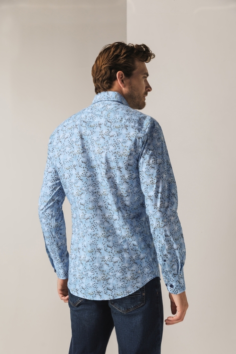 State of Art blauwe heren overhemd | Model achteraanzicht