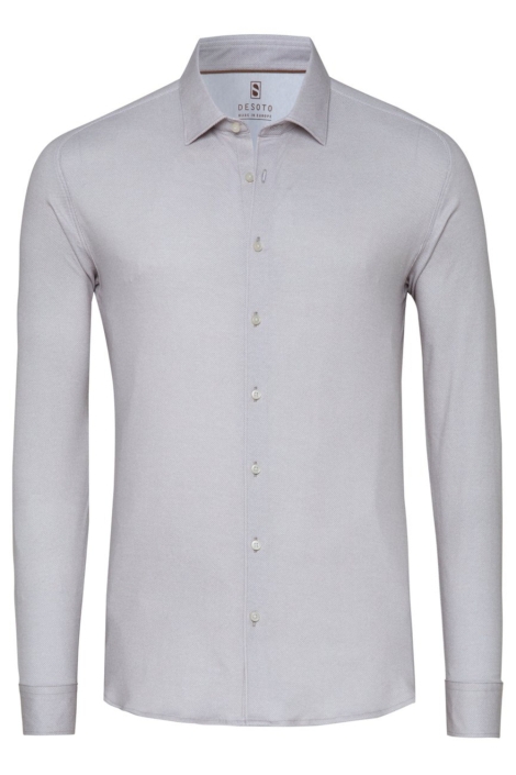 Desoto beige heren overhemd | Model vooraanzicht