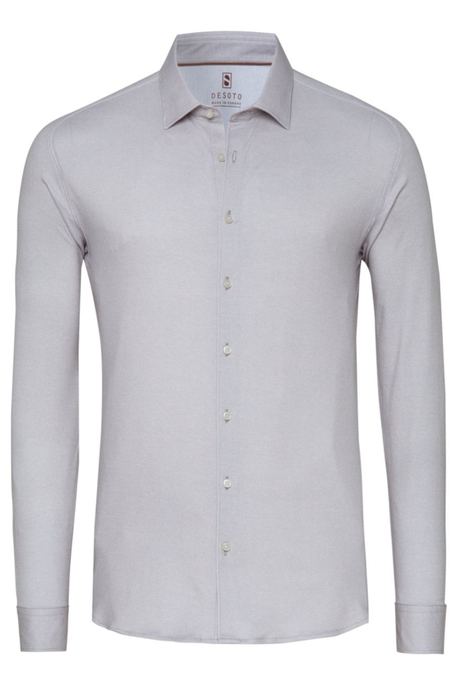 Desoto beige heren overhemd | Model vooraanzicht