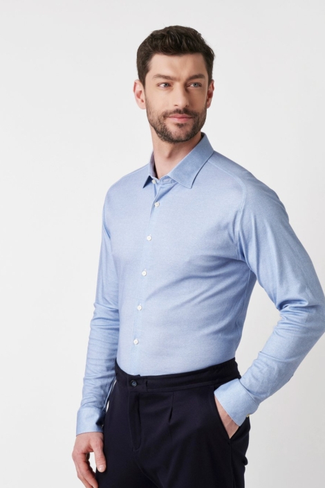 Desoto blauwe heren overhemd | Model vooraanzicht