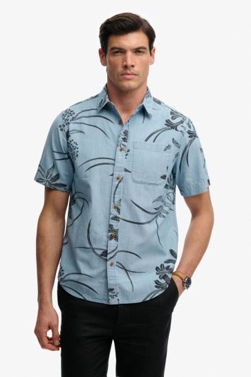 Superdry Polo VINTAGE LOOM SS SHIRT M4011129A KAN MID WASH BLUE HAWAIIAN