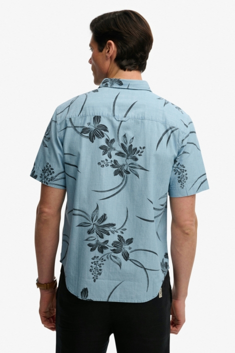 Superdry blauwe heren overhemd | Model achteraanzicht