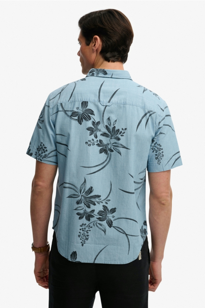 Superdry blauwe heren overhemd | Model achteraanzicht