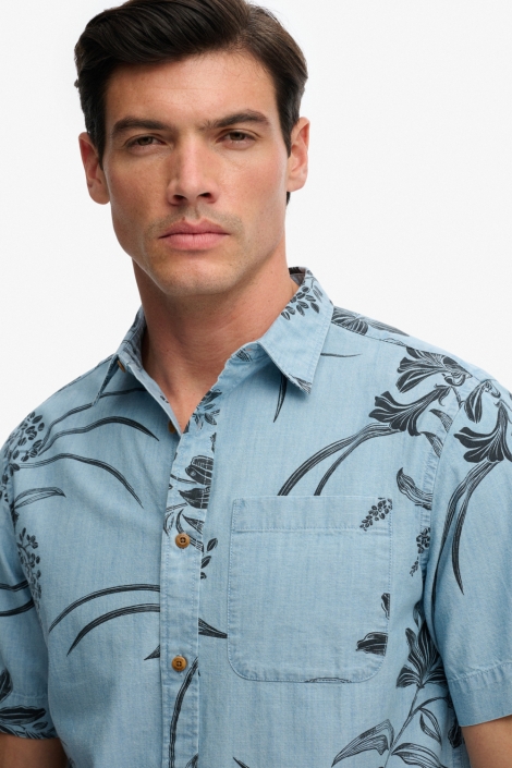 Superdry blauwe heren polo | Close up