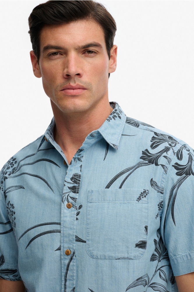 Superdry blauwe heren polo | Close up