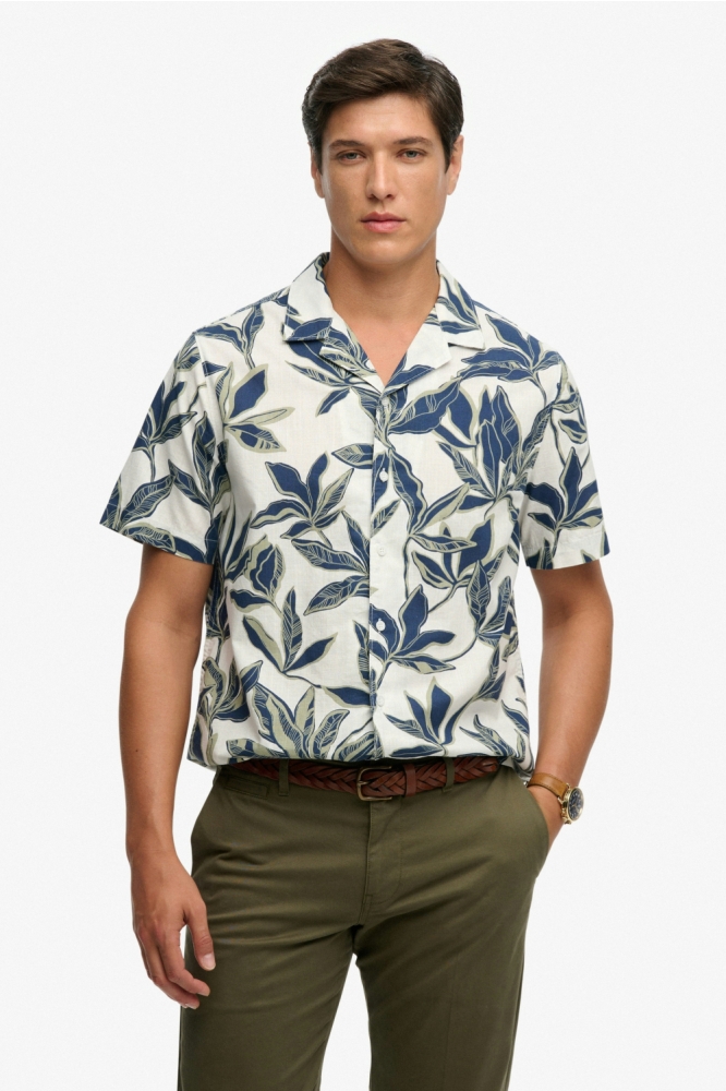 Superdry beige heren polo | Model vooraanzicht