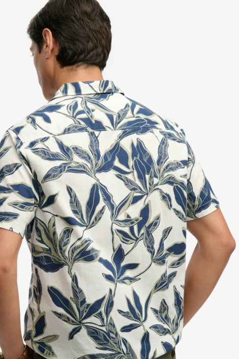 Superdry beige heren polo | Model achteraanzicht