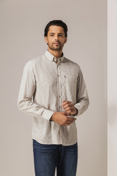 State of Art beige heren overhemd | Model vooraanzicht