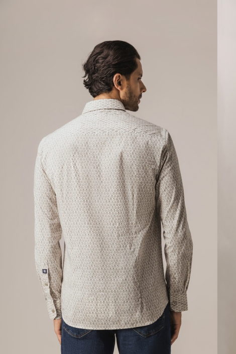 State of Art beige heren overhemd | Model achteraanzicht