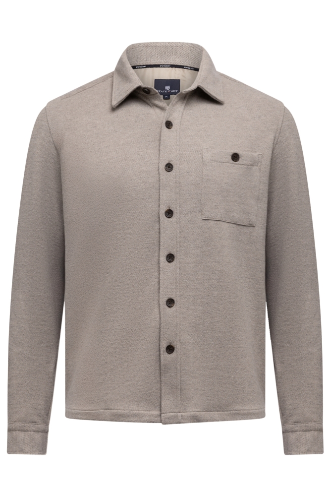 State of Art zand heren overhemd | Vooraanzicht