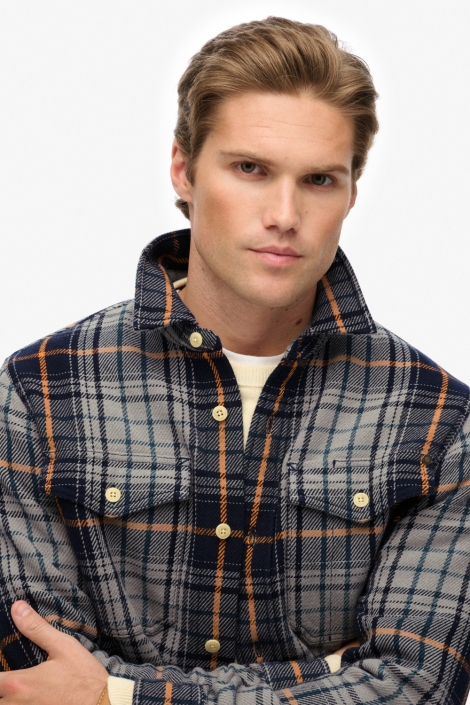 Superdry blauwe heren overhemd | Close up
