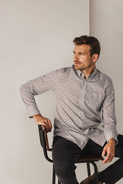 State of Art multi color heren overhemd | Model vooraanzicht