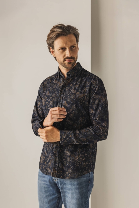 State of Art blauwe heren overhemd | Model vooraanzicht