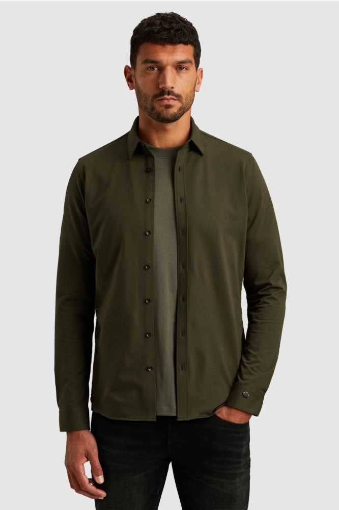 Cast Iron groene heren overhemd | Model vooraanzicht