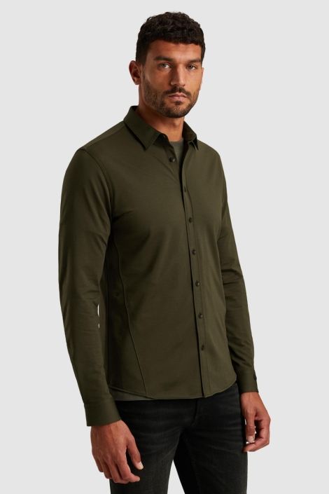 Cast Iron groene heren overhemd | Model zijaanzicht