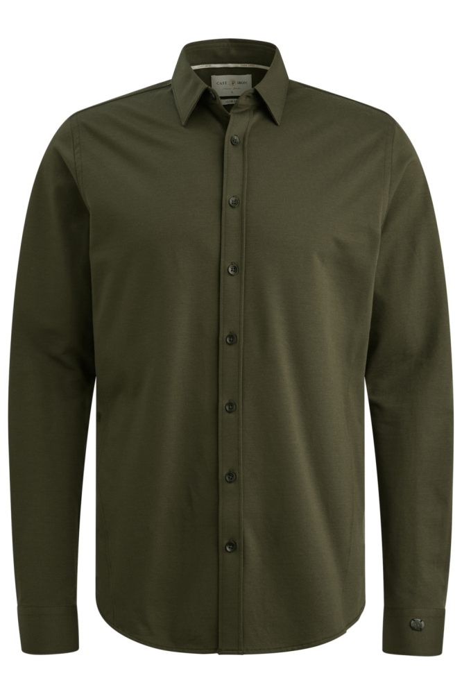 Cast Iron groene heren overhemd | Vooraanzicht