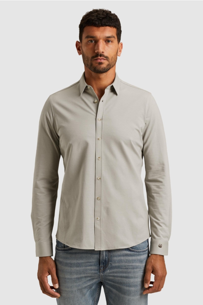 Cast Iron grijze heren overhemd | Model vooraanzicht