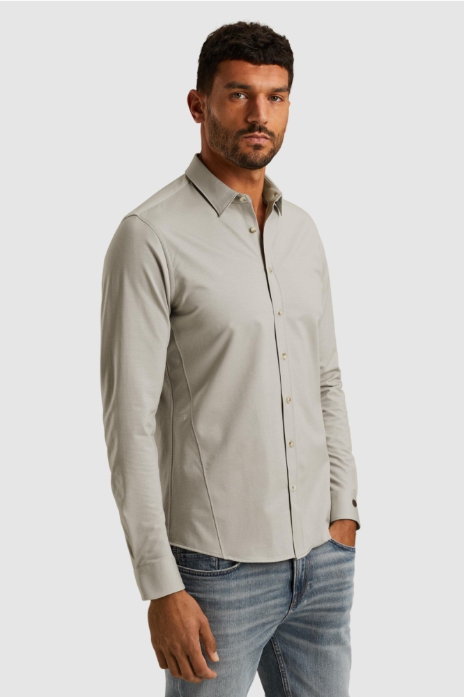 Cast Iron grijze heren overhemd | Model zijaanzicht