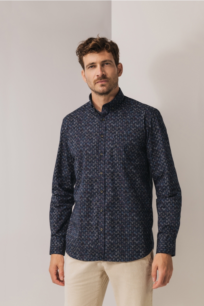 State of Art blauwe heren overhemd | Model vooraanzicht