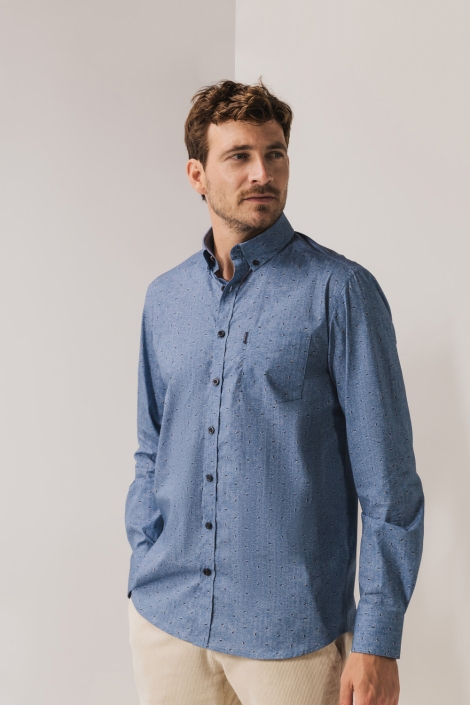State of Art blauwe heren overhemd | Model vooraanzicht