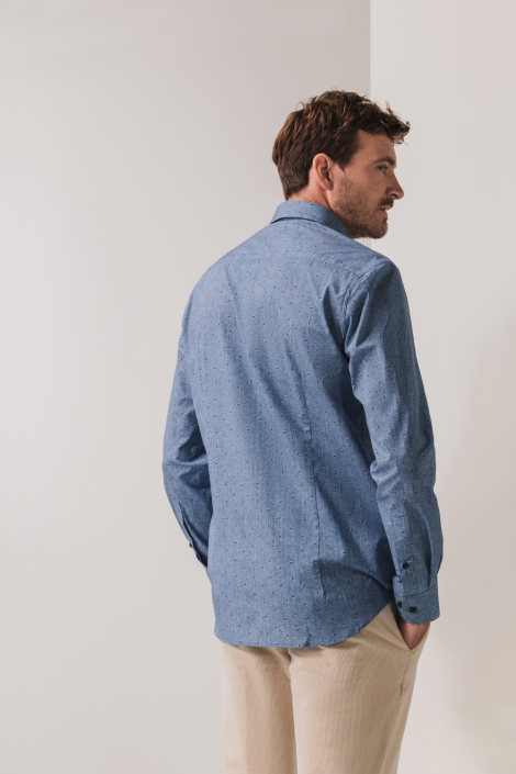 State of Art blauwe heren overhemd | Model achteraanzicht