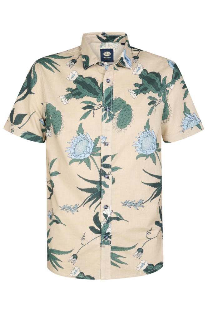 Petrol Industries beige heren overhemd | Vooraanzicht