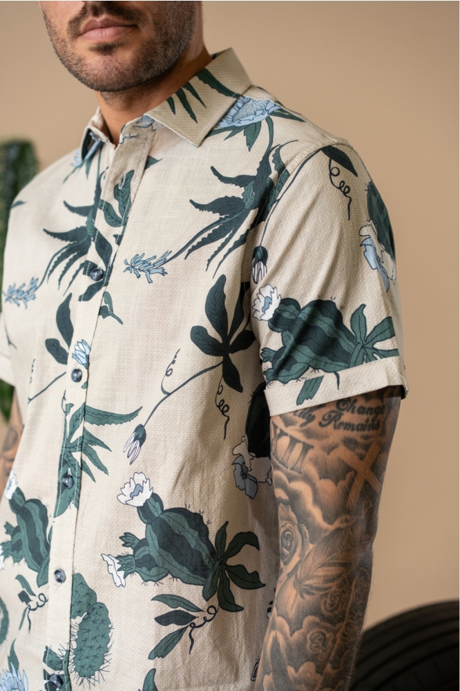 Petrol Industries beige heren overhemd | Close up