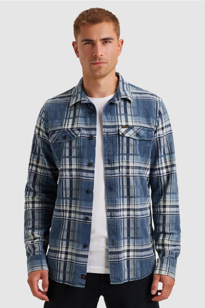 PME legend blauwe heren overhemd | Model vooraanzicht