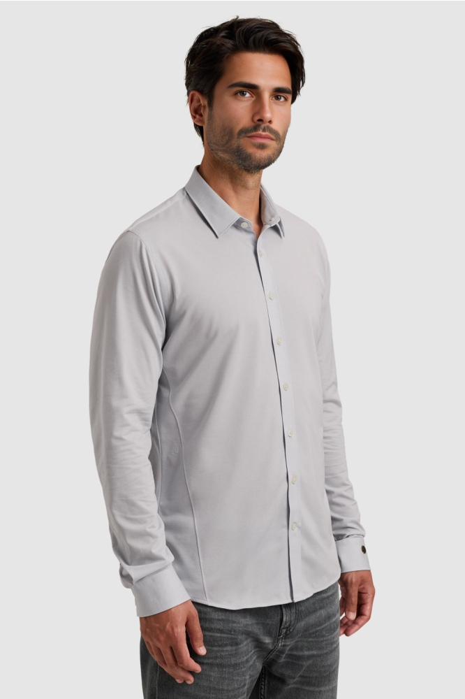 Cast Iron blauwe heren overhemd | Model zijaanzicht