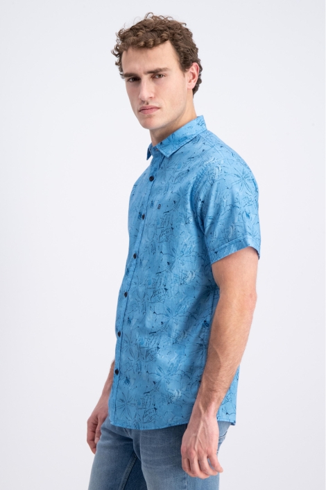 Gabbiano blauwe heren overhemd | Model zijaanzicht