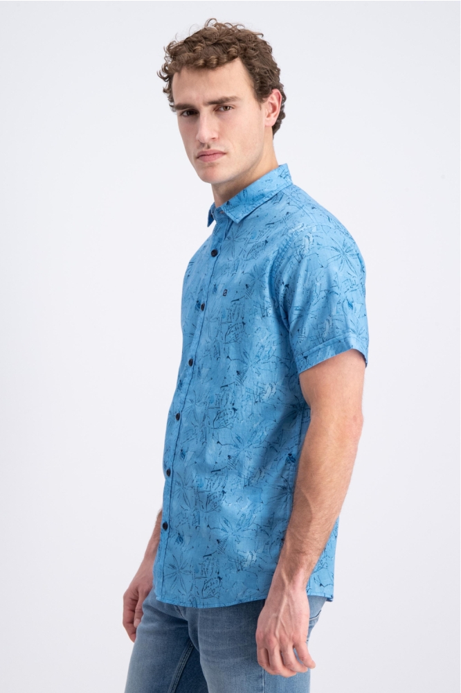 Gabbiano blauwe heren overhemd | Model zijaanzicht