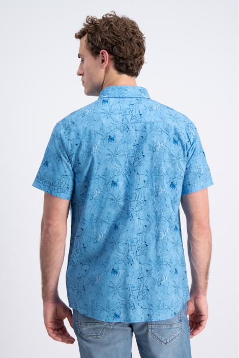 Gabbiano blauwe heren overhemd | Model achteraanzicht