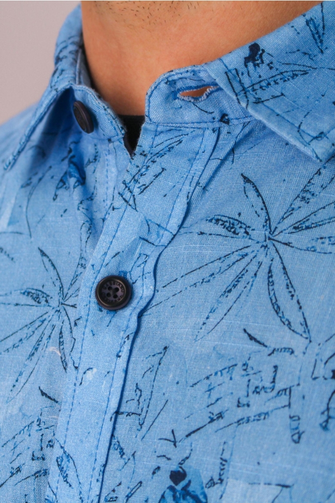 Gabbiano blauwe heren overhemd | Close up
