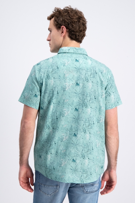 Gabbiano groene heren overhemd | Model achteraanzicht