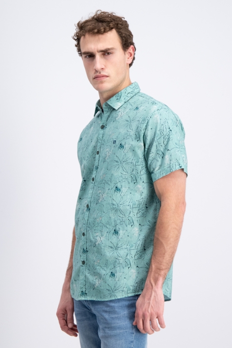 Gabbiano groene heren overhemd | Model zijaanzicht