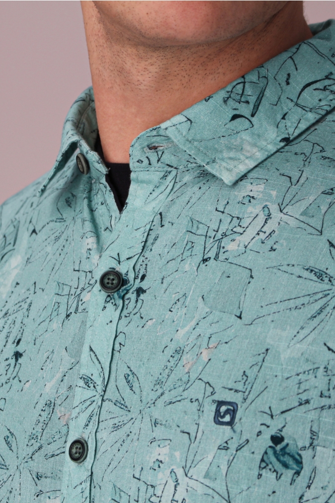 Gabbiano groene heren overhemd | Close up