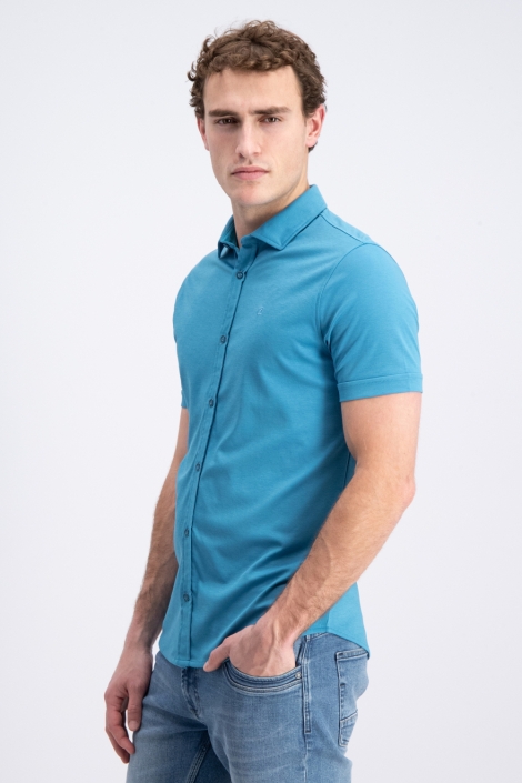 Gabbiano blauwe heren overhemd | Model zijaanzicht