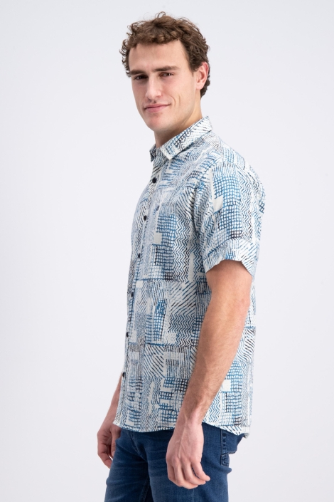 Gabbiano blauwe heren overhemd | Model zijaanzicht