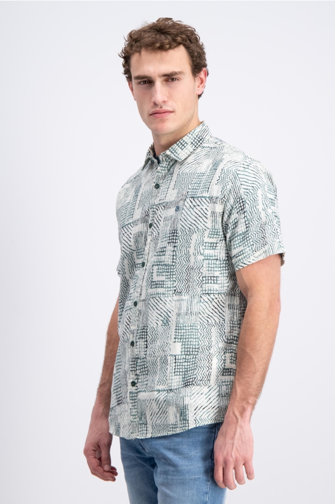 Gabbiano groene heren overhemd | Model zijaanzicht