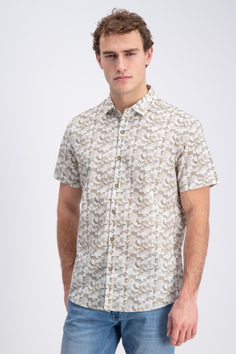 Gabbiano beige heren overhemd | Model vooraanzicht