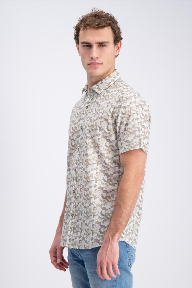 Gabbiano beige heren overhemd | Model zijaanzicht