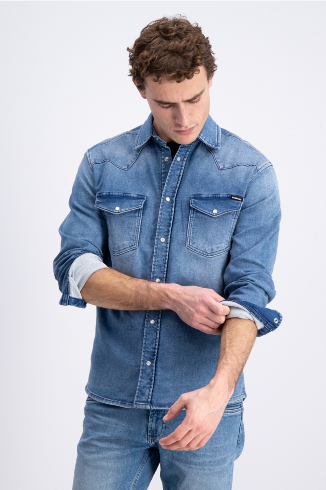 Gabbiano blauwe heren overhemd | Model vooraanzicht